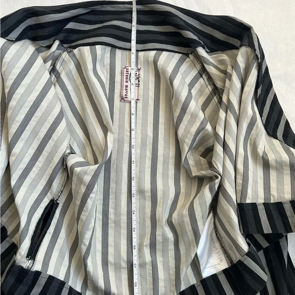 Antonio Marras Wrap Stripped Long Sleeve V-neck Black top Sz IT 42 US 6 - Picture 4 of 7
